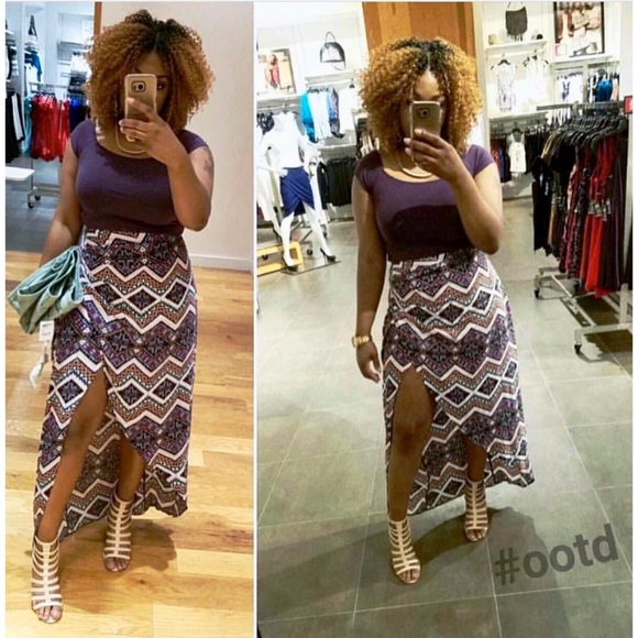 Express Dresses & Skirts - EXPRESS Tribal Printed High-split Maxi Skirt